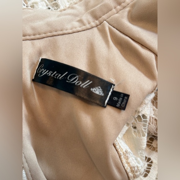 Crystal Doll White Sheath Mini Dress with Ruffled Cut Outs - Picture 8 of 10